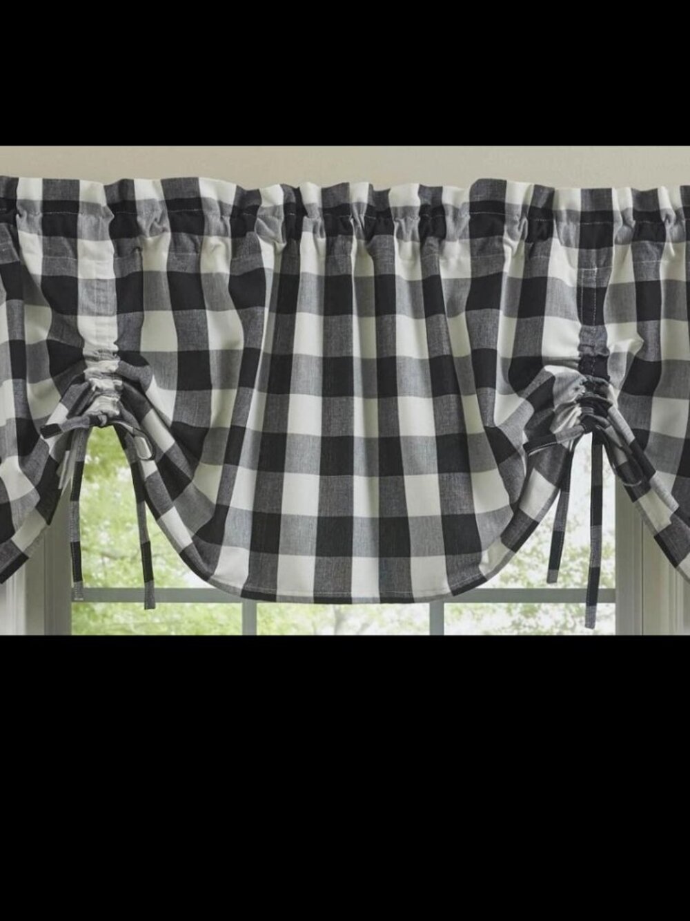 Farmhouse Black & Cream 60 x 20  Lined Window Valance by Park Designs